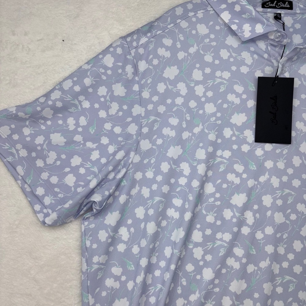 Bad Birdie Mens 2XL Floral Golf Polo Shirt Purple White SS25FI-BBP001-165 NEW - Picture 10 of 10